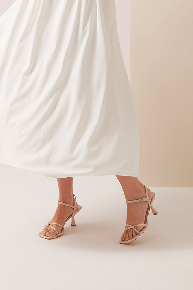 
                  
                    Lauryn Satin Strappy Sandals in Pale Rose
                  
                