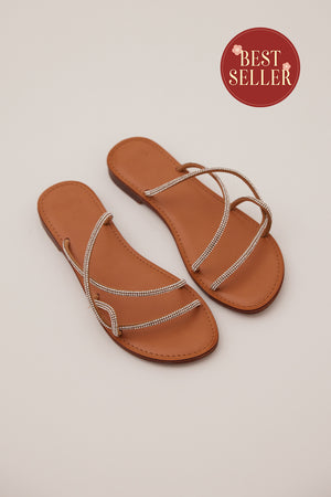 
                  
                    Terissa Crystal Strappy Sliders in Sepia
                  
                