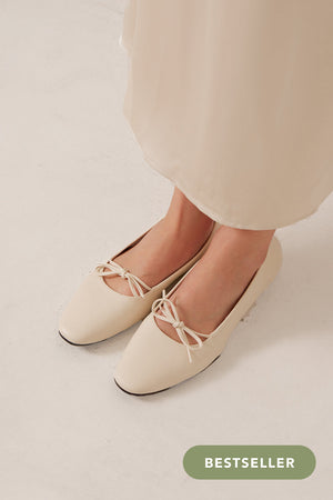 
                  
                    Quilla Knotted Maryjane Flats in Ivory
                  
                