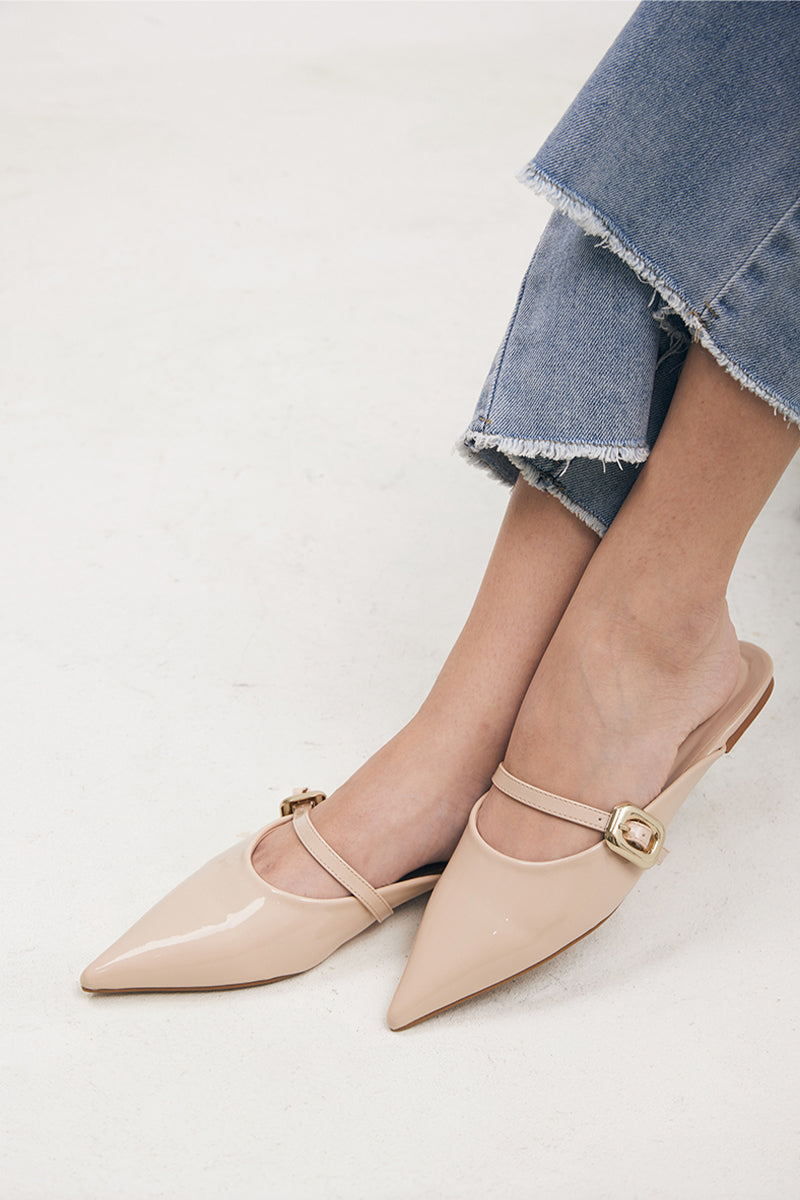 Joon Buckle Mules in Nude