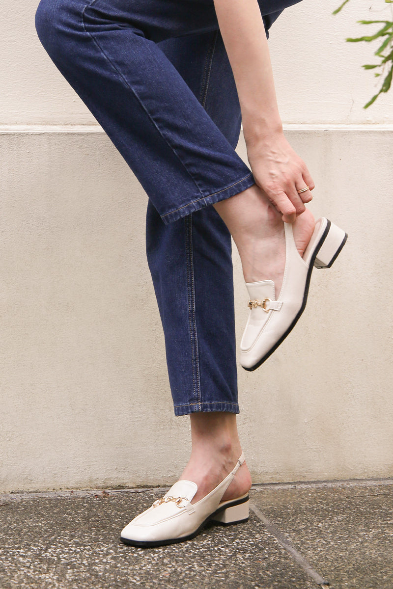 Jodie Slingback Loafers in Cream