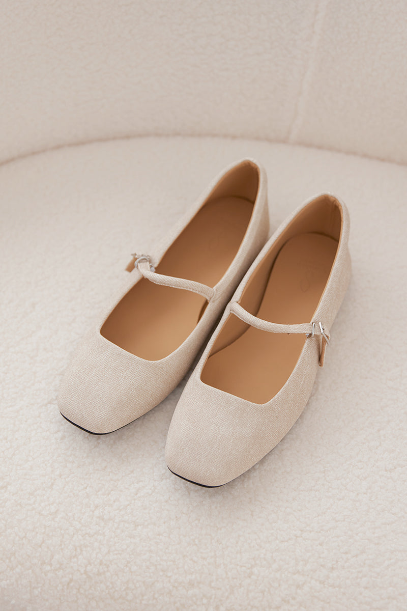 Adoria Maryjane Flats in Waterproof Linen