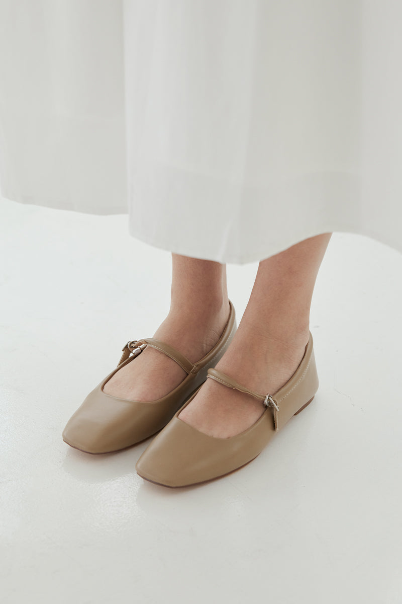 Adoria Maryjane Flats in Taupe