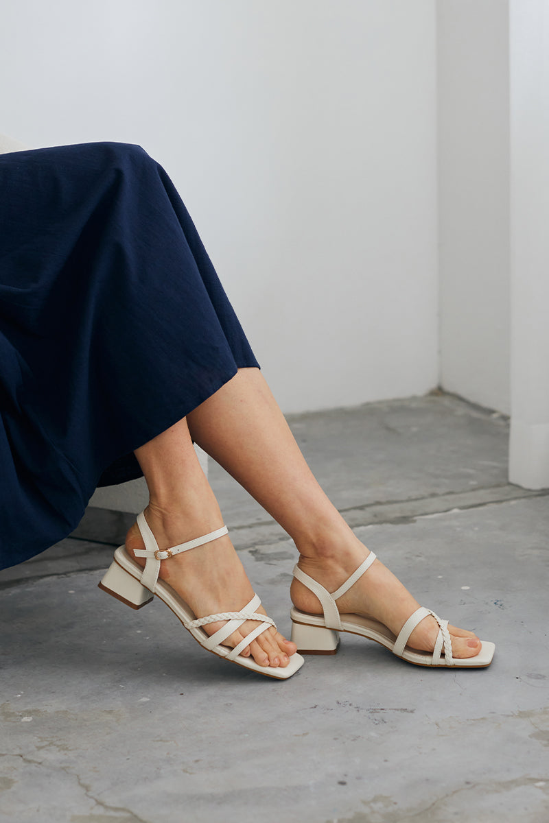 Aella Braided Sandals in Warm Cream