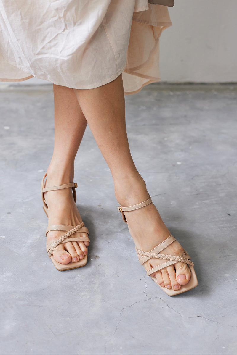 Aella Braided Sandals in Warm Nude