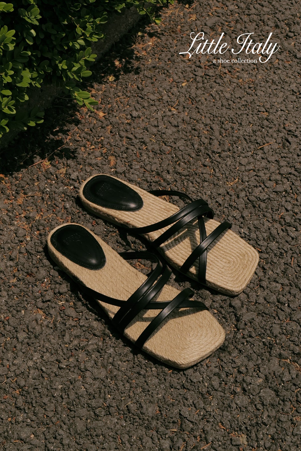 Amalfi Strappy Espadrilles Sliders in Black