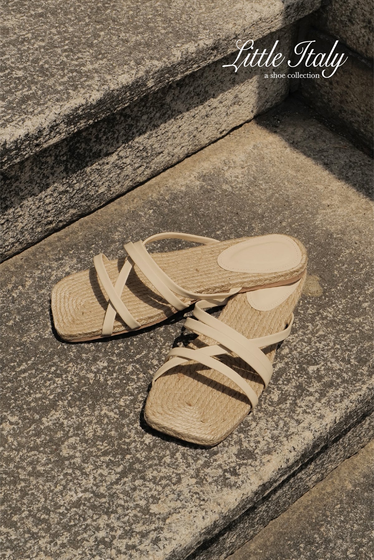 Amalfi Strappy Espadrilles Sliders in Cream