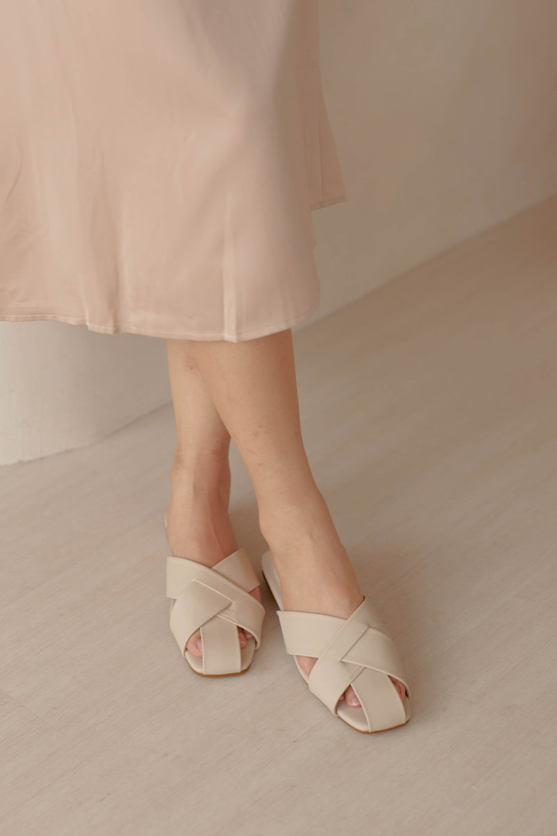 Annita Criss-Cross Mules in Chalk