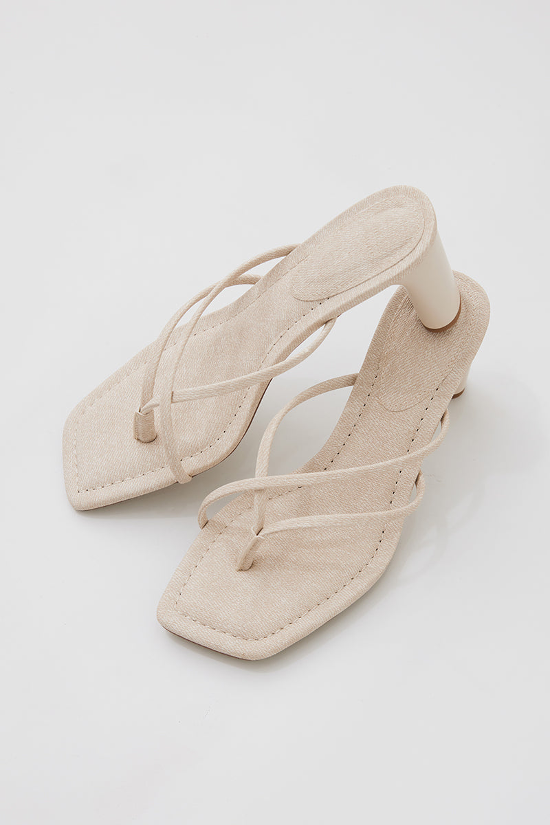 Arya Strappy Block Heels in Waterproof Linen