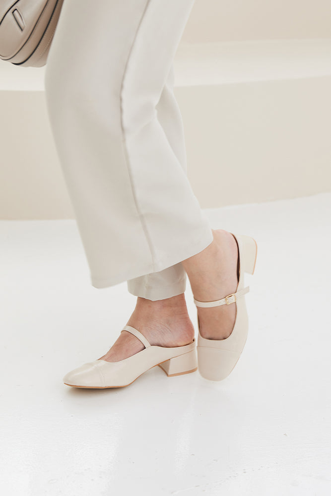 
                  
                    Auralie Maryjane Mules in Cream
                  
                