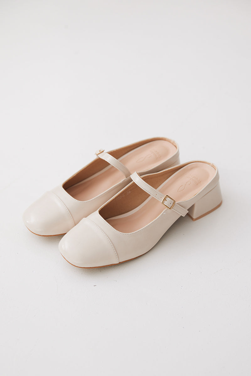 Auralie Maryjane Mules in Cream