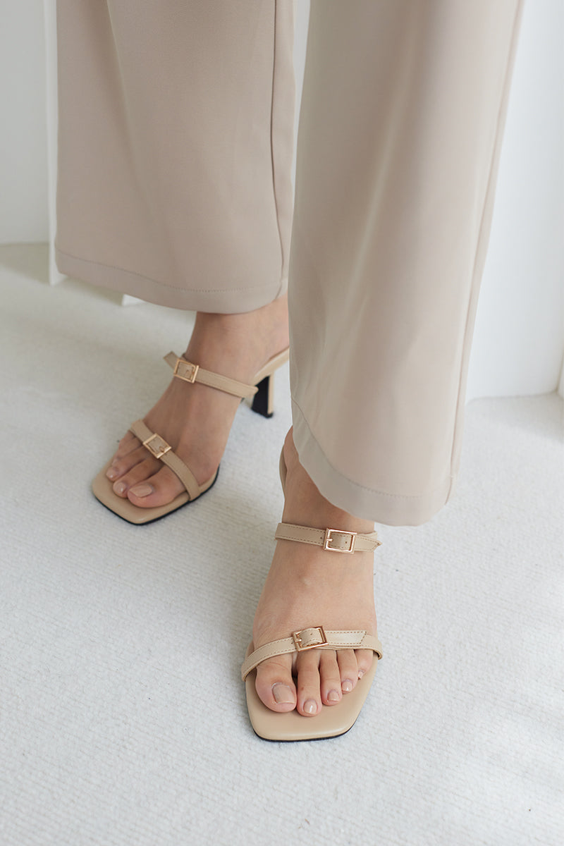 Avette Buckle Heels in Nude