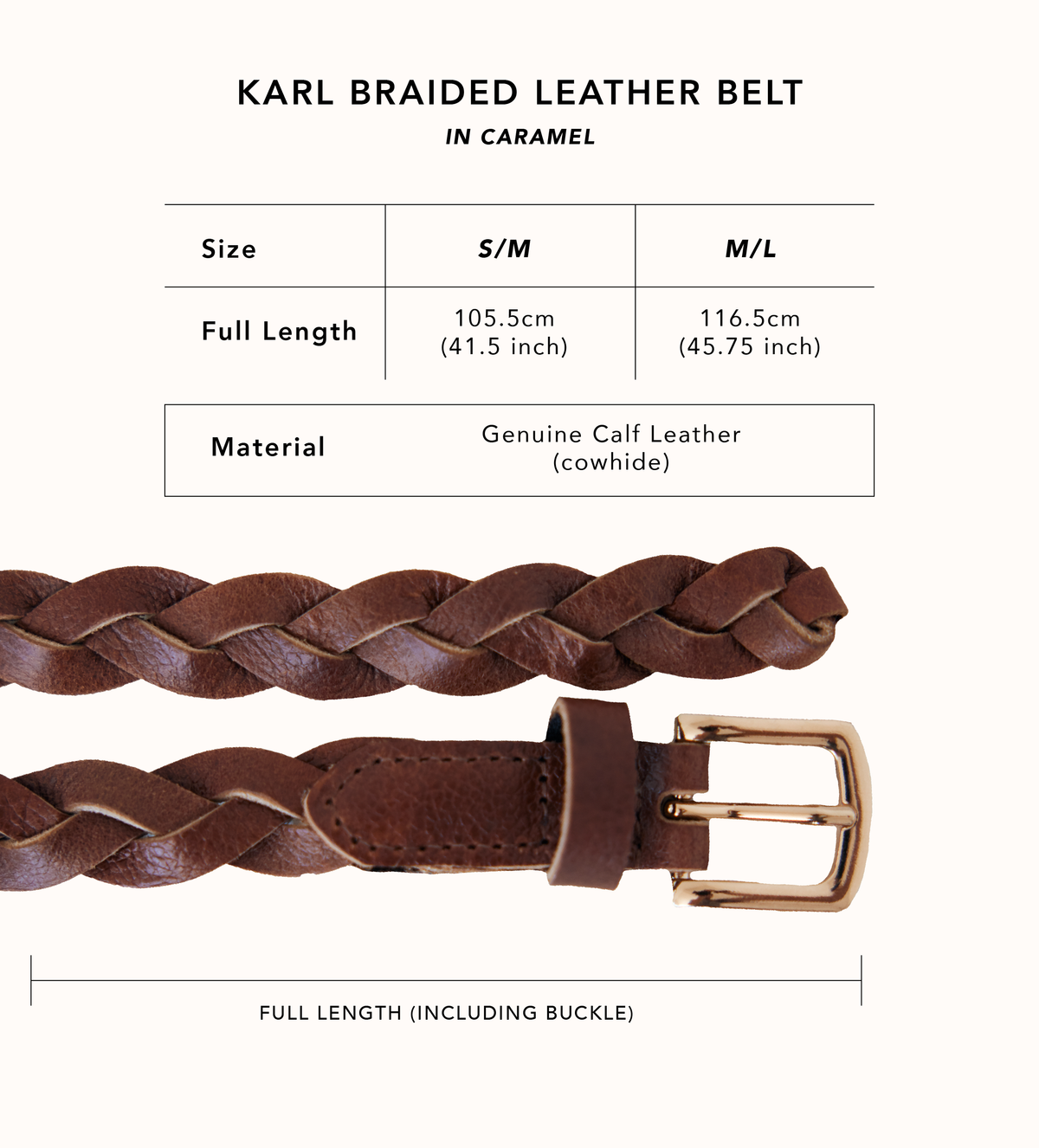 Karl Braided Leather Belt in Caramel