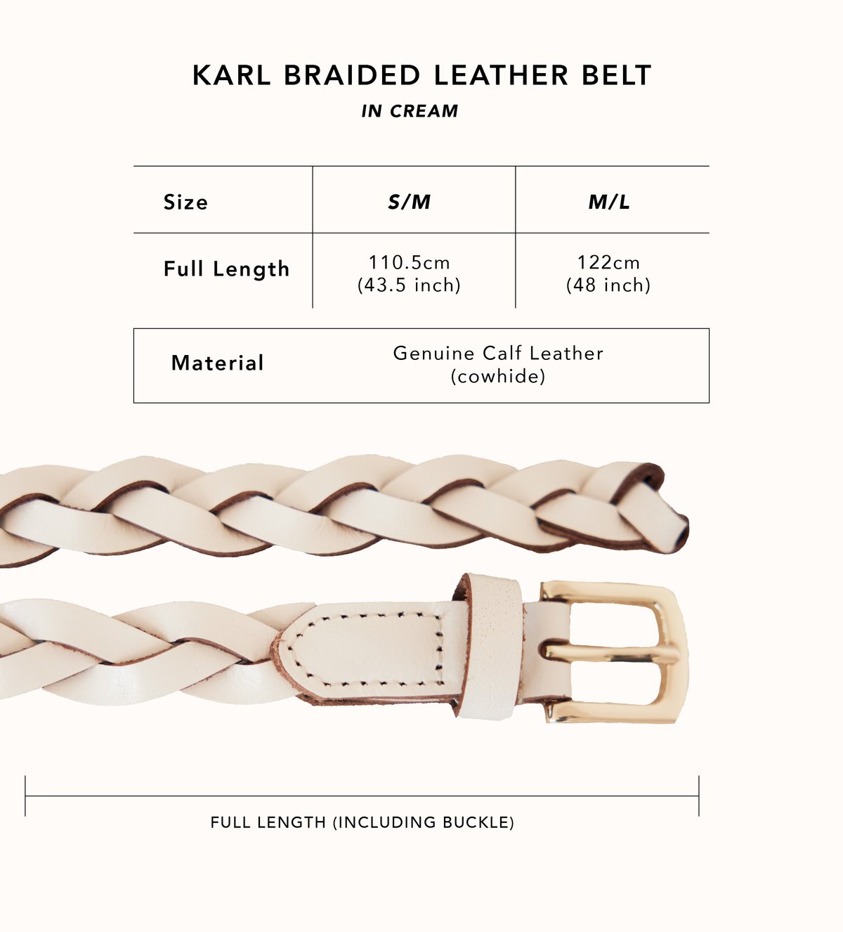 Karl Braided Leather Belt in Cream