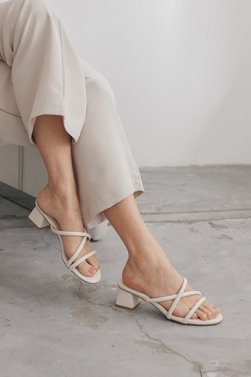 Bessie Strappy Heels in Cream