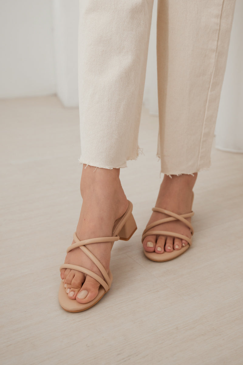 Bessie Strappy Heels in Nude