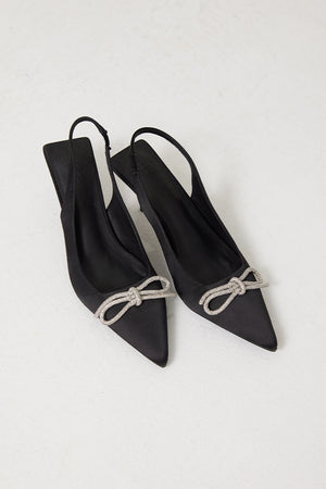 
                  
                    Beverly Crystal Bow Slingback Heels in Black
                  
                