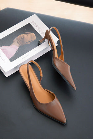
                  
                    Blake Architectural Slingback Heels in Cocoa
                  
                