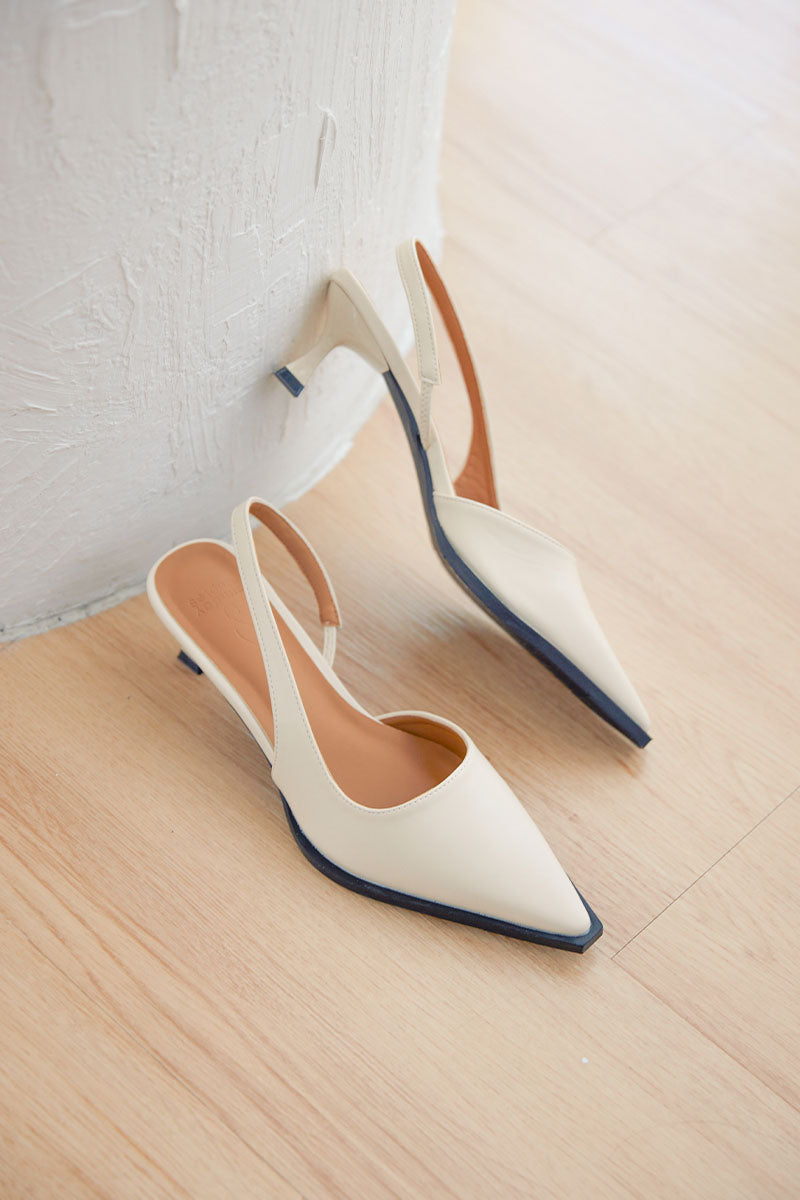 Blake Architectural Slingback Heels in Cream