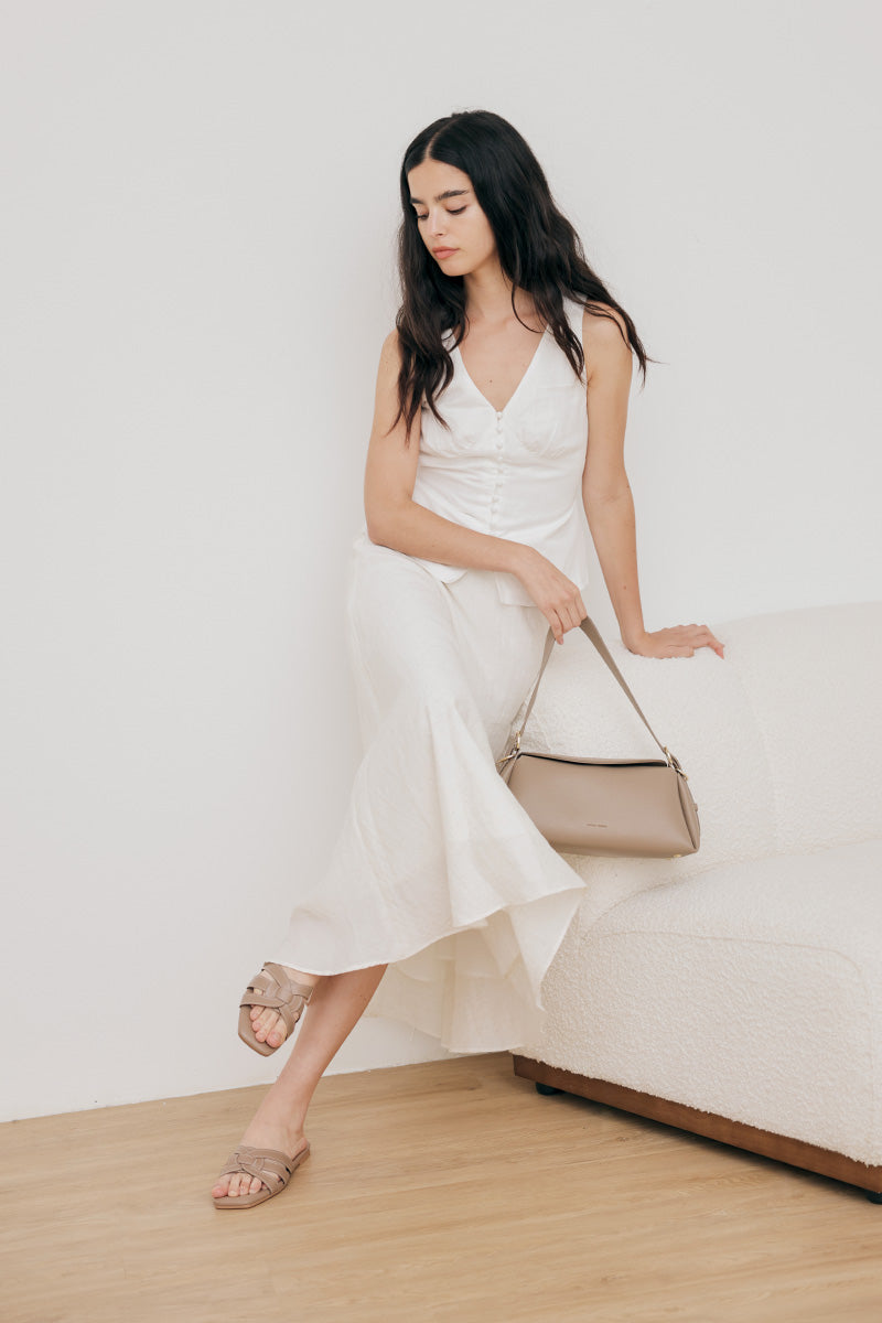 Bonita Contrast Stitching Sliders in Taupe