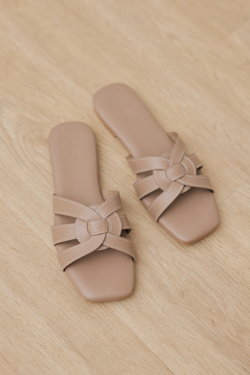 Bonita Contrast Stitching Sliders in Taupe