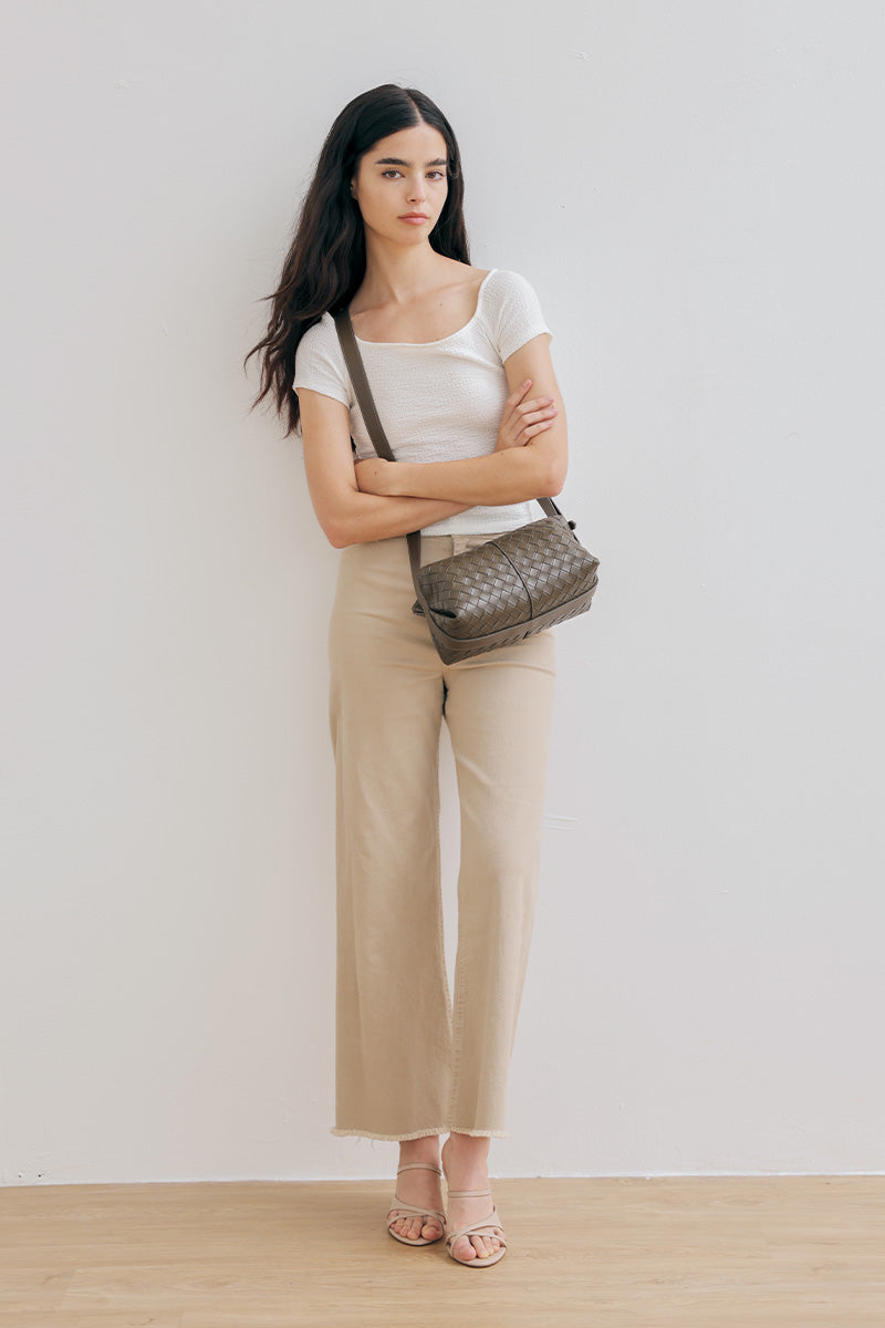 Cairo Weaved Box Bag in Olive
