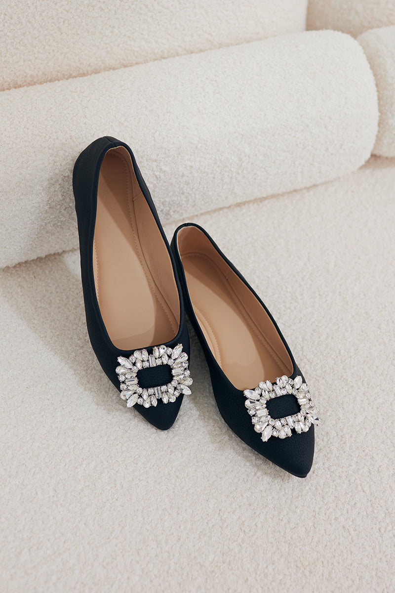 Camilla Gem-embellished Flats in Black