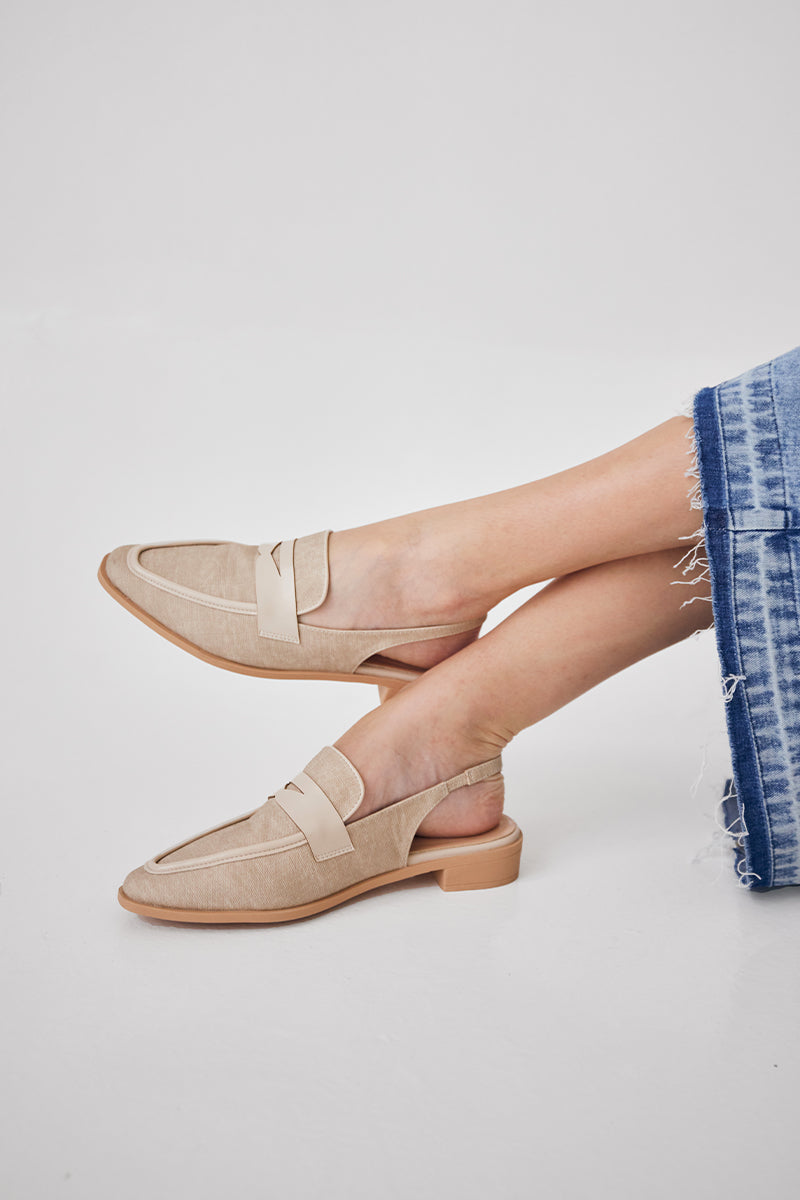 Carlos Canvas Slingback Loafers in Cream