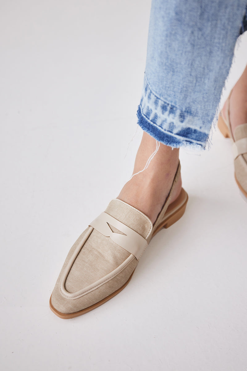 Carlos Canvas Slingback Loafers in Cream