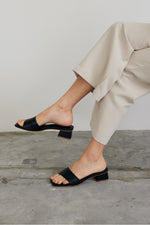 Carly Irregular Strap Heels in Black