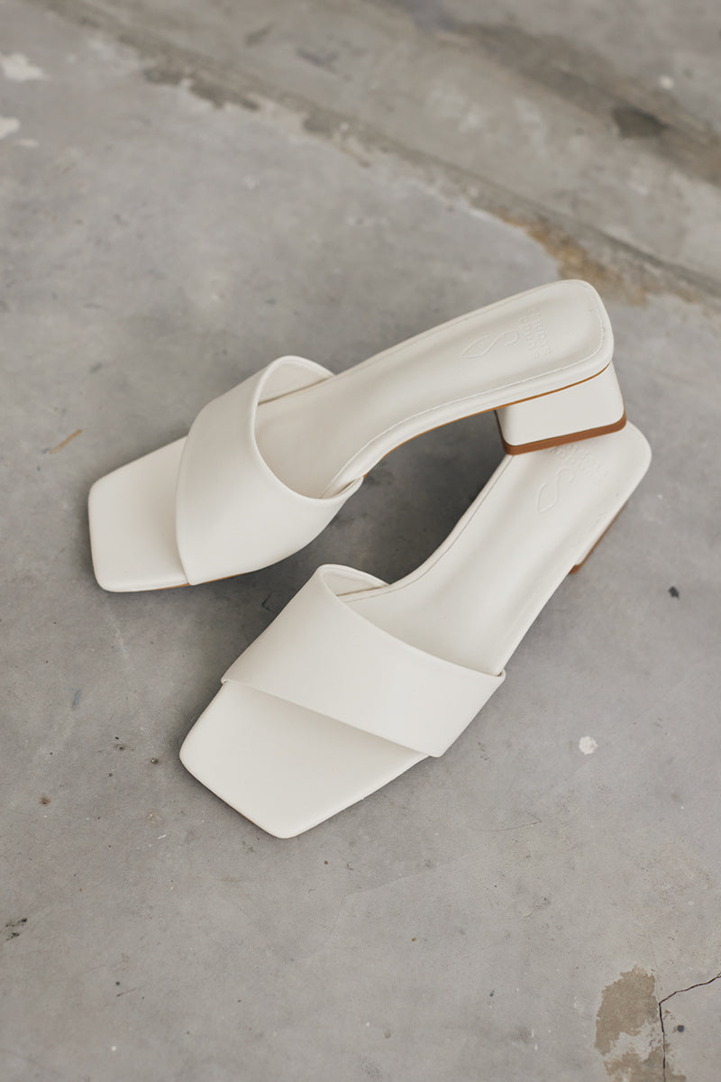 Carly Irregular Strap Heels in Ivory