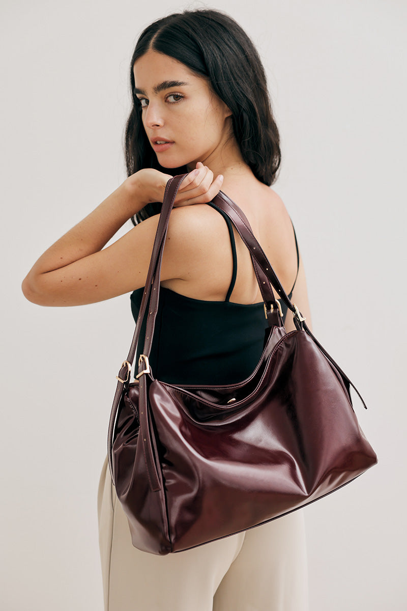 Chicago Double Handle Tote Bag in Wine