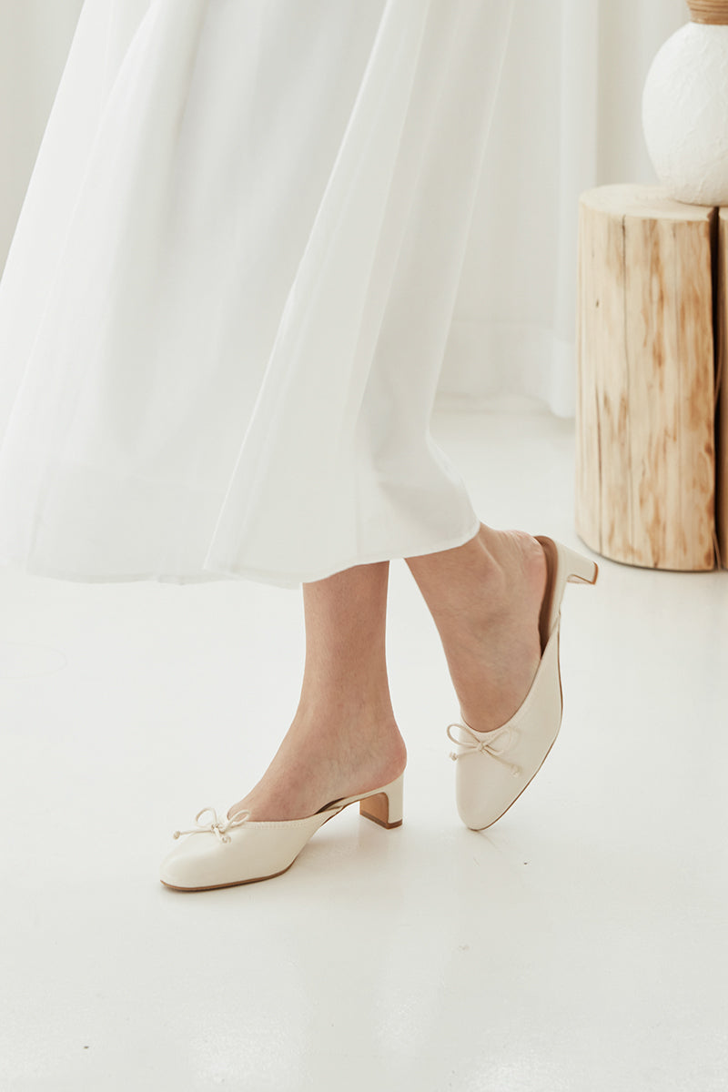 Colette Ballet Slip-on Mules in Cream