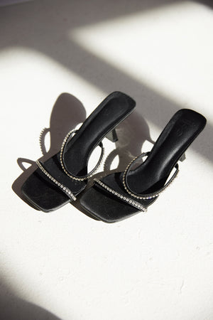 
                  
                    Diana Gem-embellished Strappy Heels in Satin Black
                  
                
