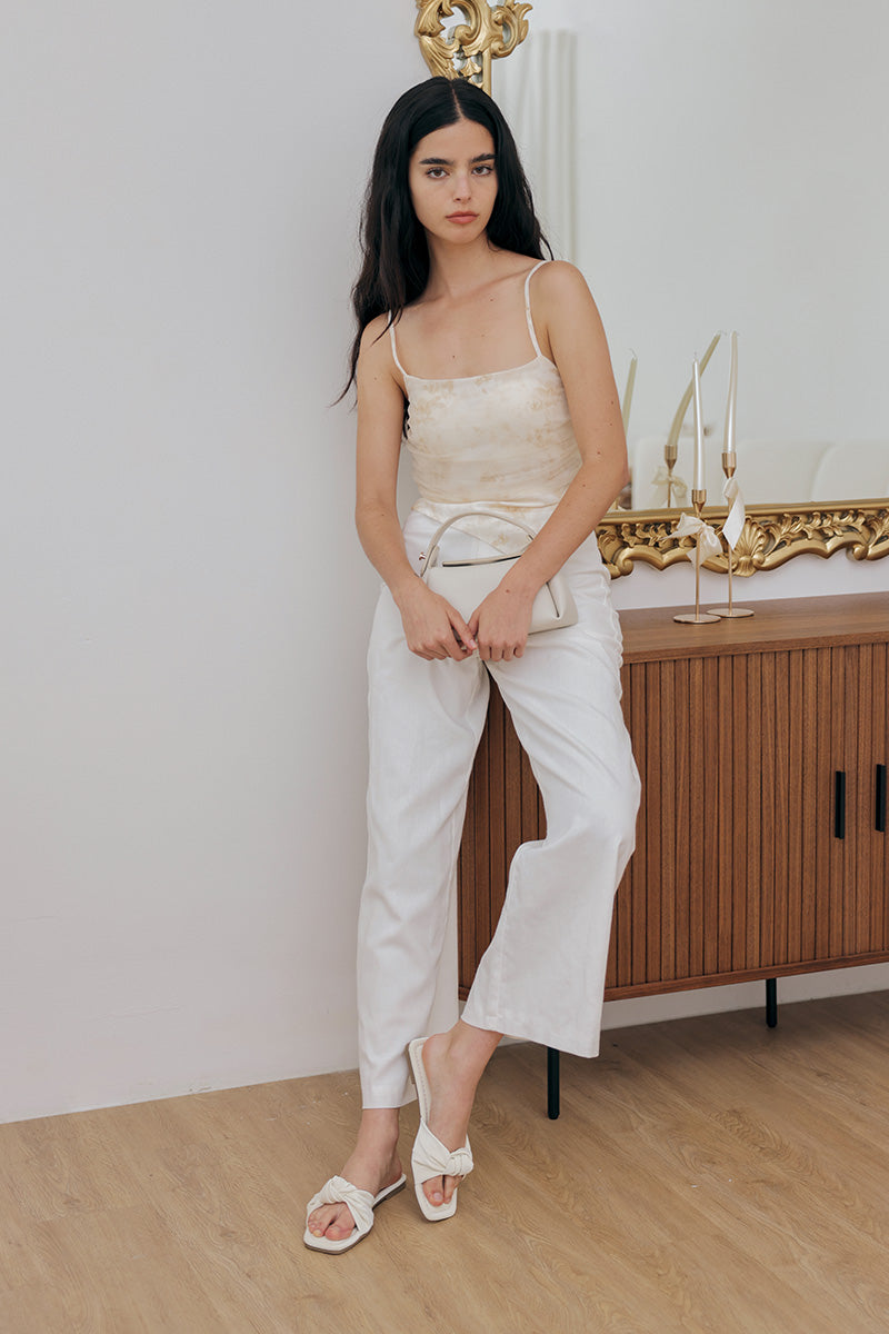Emmie Knot Sliders in Cream Waterproof Velvet