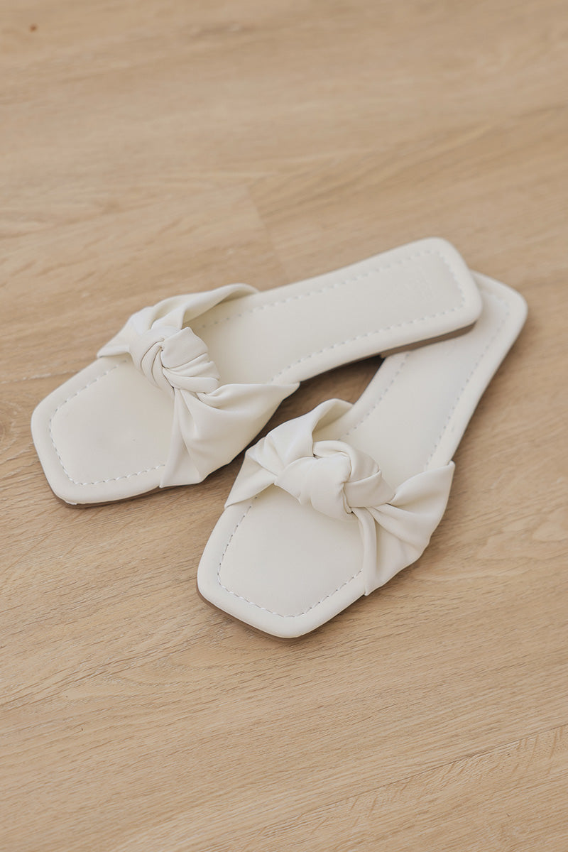 Emmie Knot Sliders in Cream Waterproof Velvet