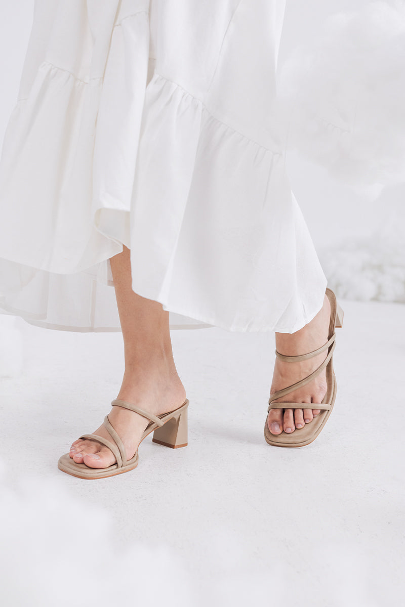 Haruna Strappy Cloud Heels in Taupe