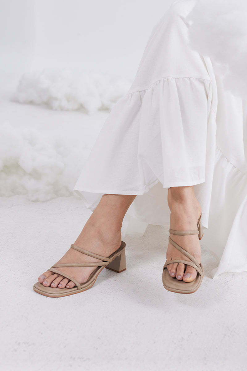 Haruna Strappy Cloud Heels in Taupe