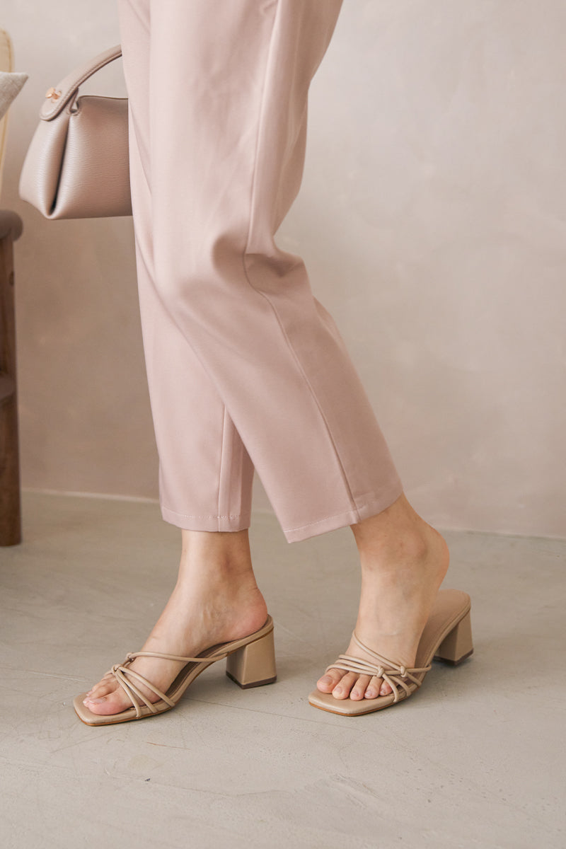 Hayden Strappy Knot Heels in Nude