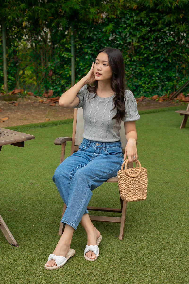 Ibiza Knotted Espadrilles Sliders in White