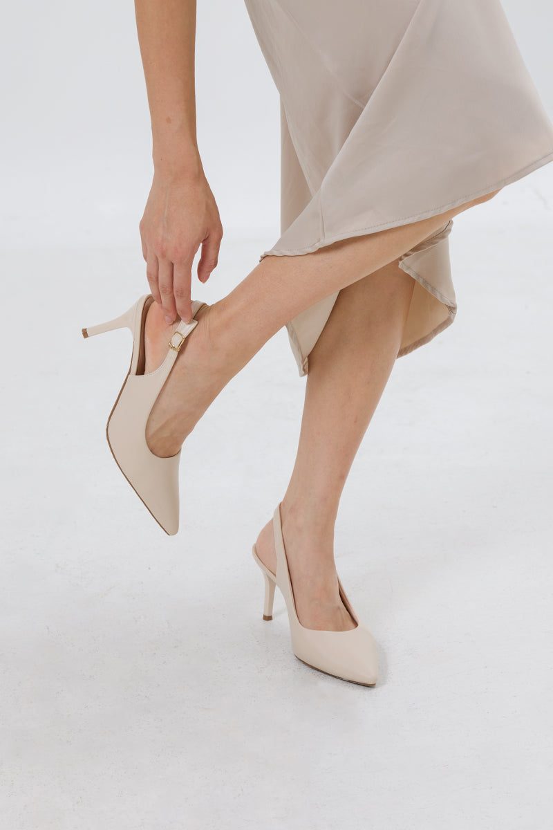 Ingrid Slingback Cloud Heels in Cream