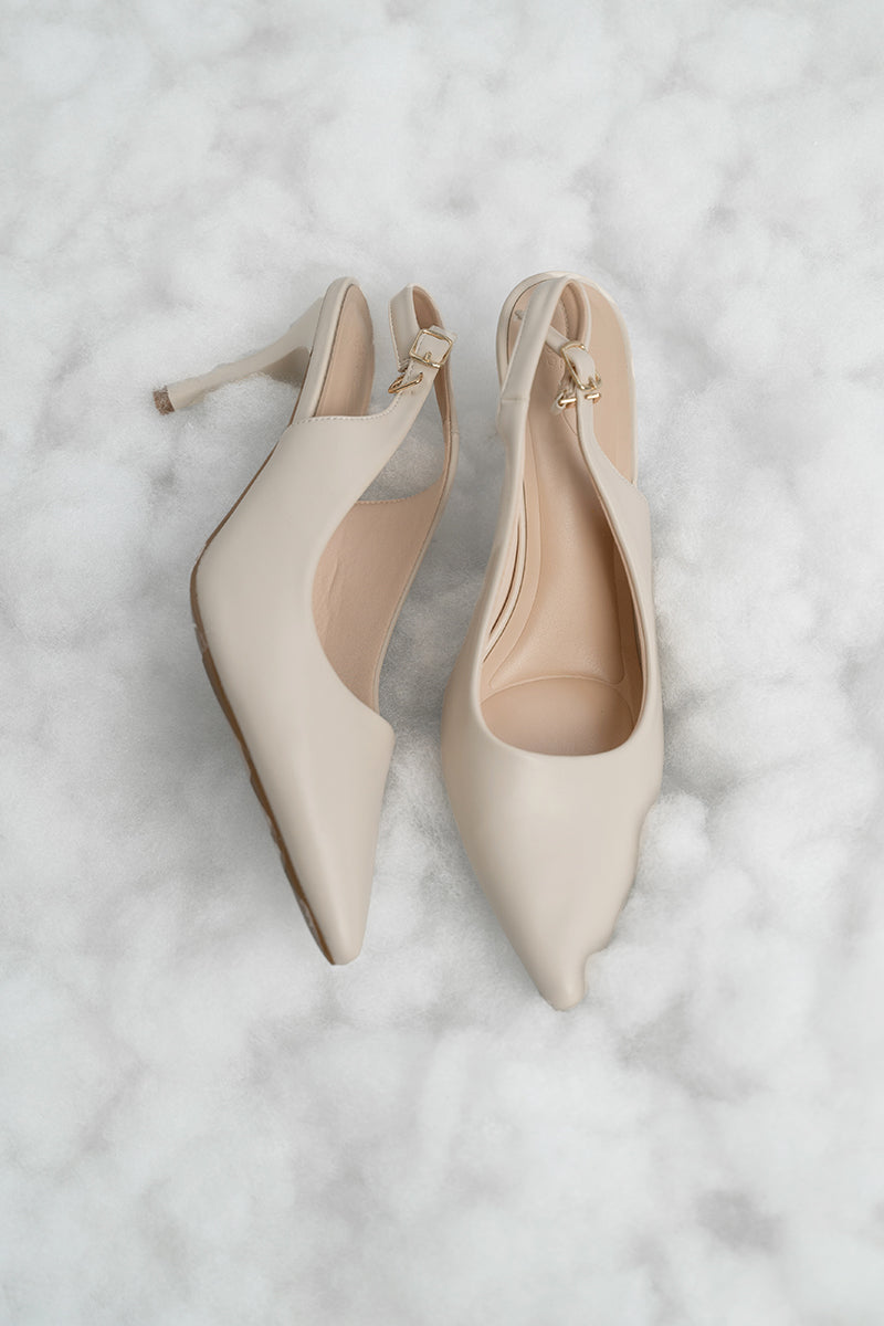 Ingrid Slingback Cloud Heels in Cream