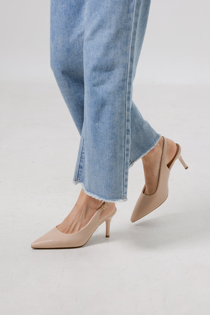 Ingrid Slingback Cloud Heels in Nude