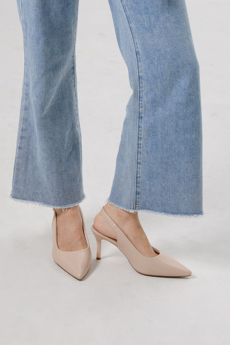 Ingrid Slingback Cloud Heels in Nude