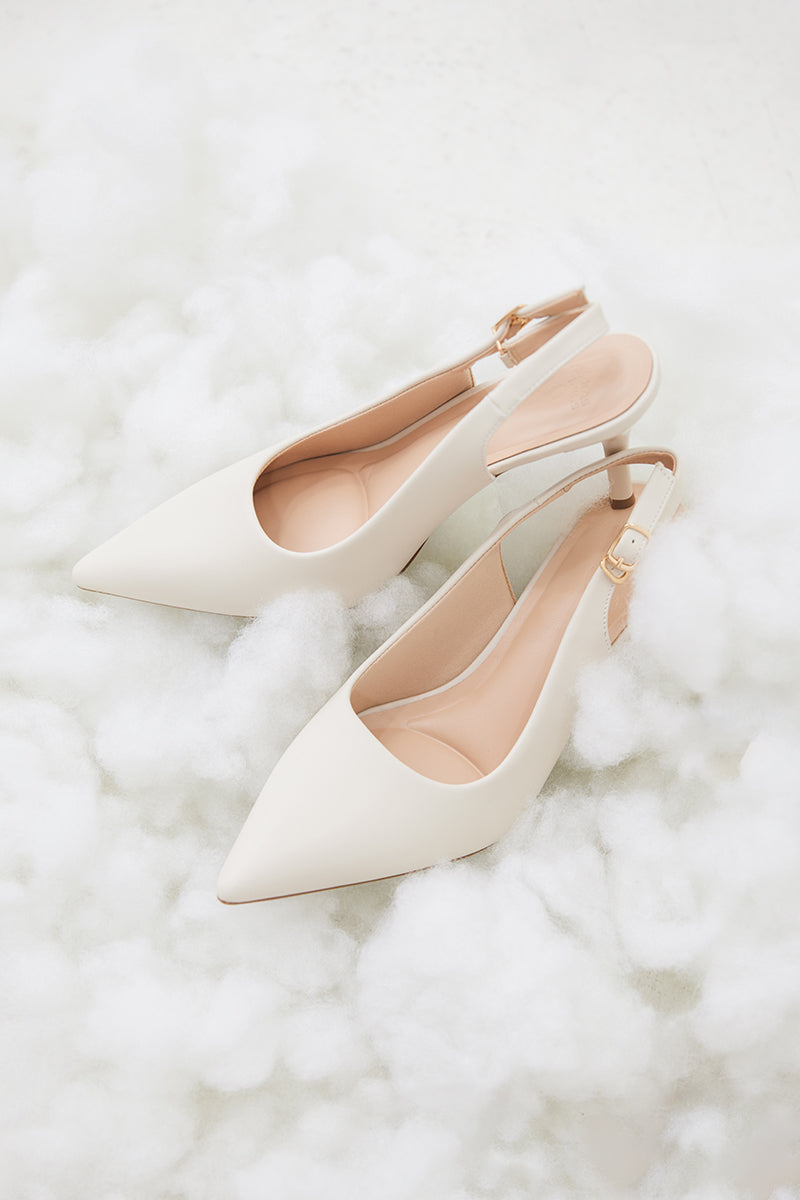 Ingrid Slingback Cloud Heels in Cream