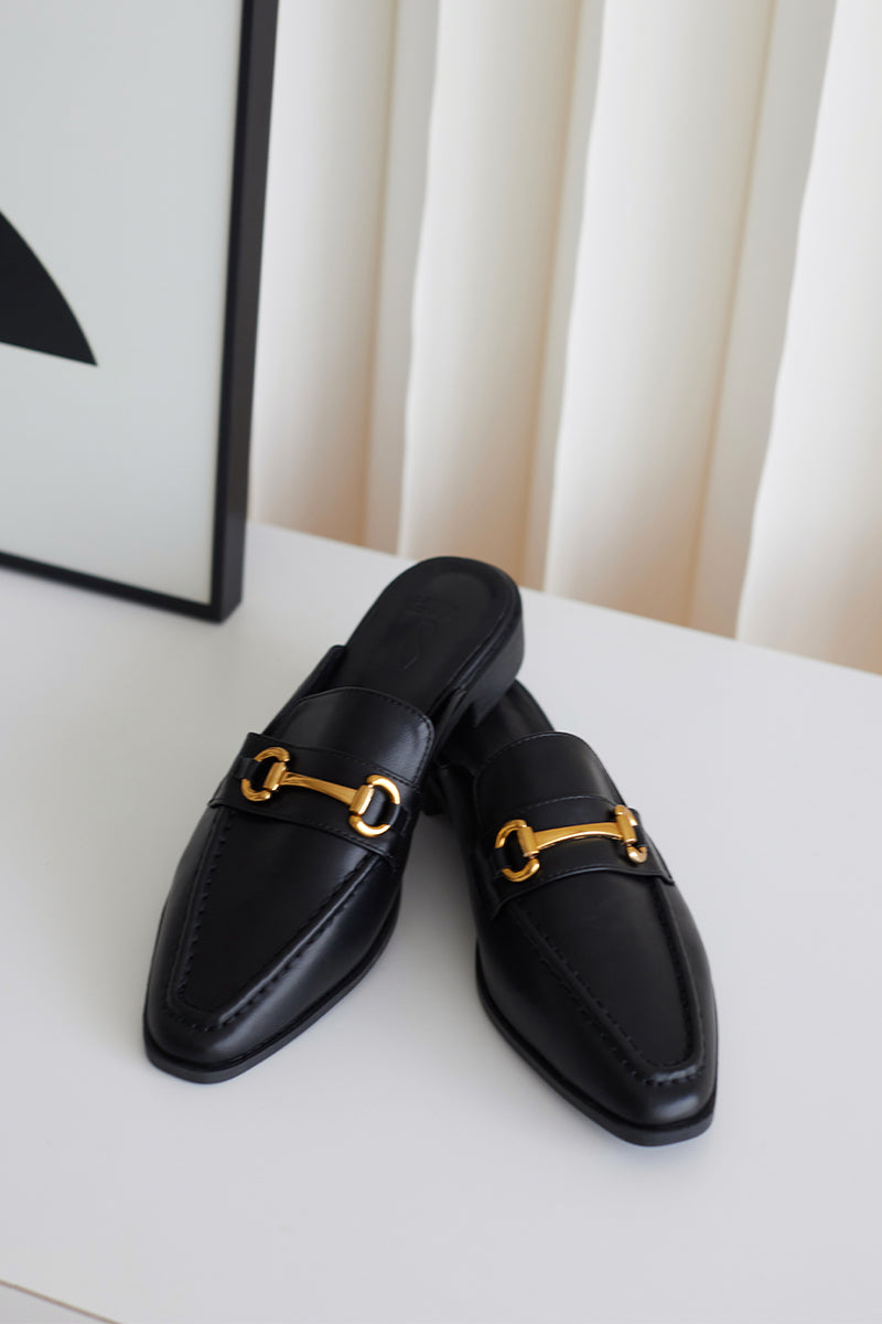 Jackie Loafer Mules in Black