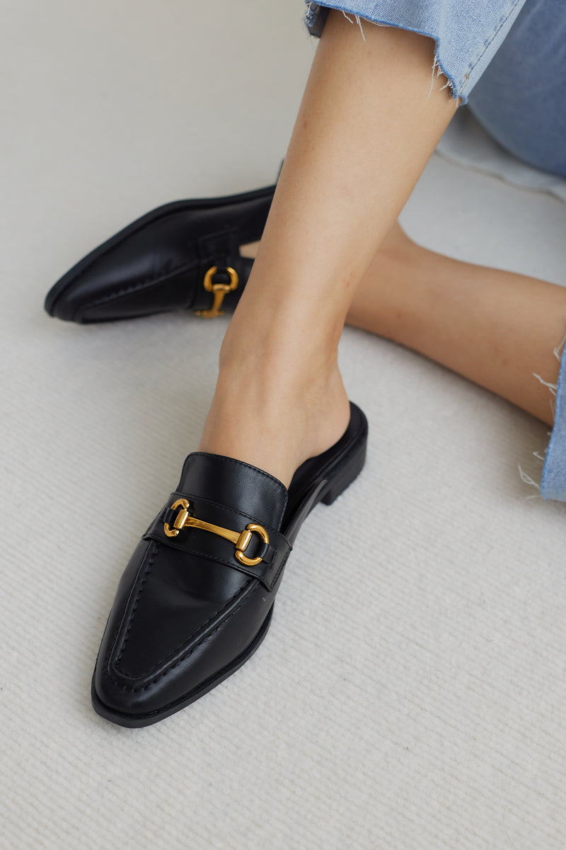 Jackie Loafer Mules in Black