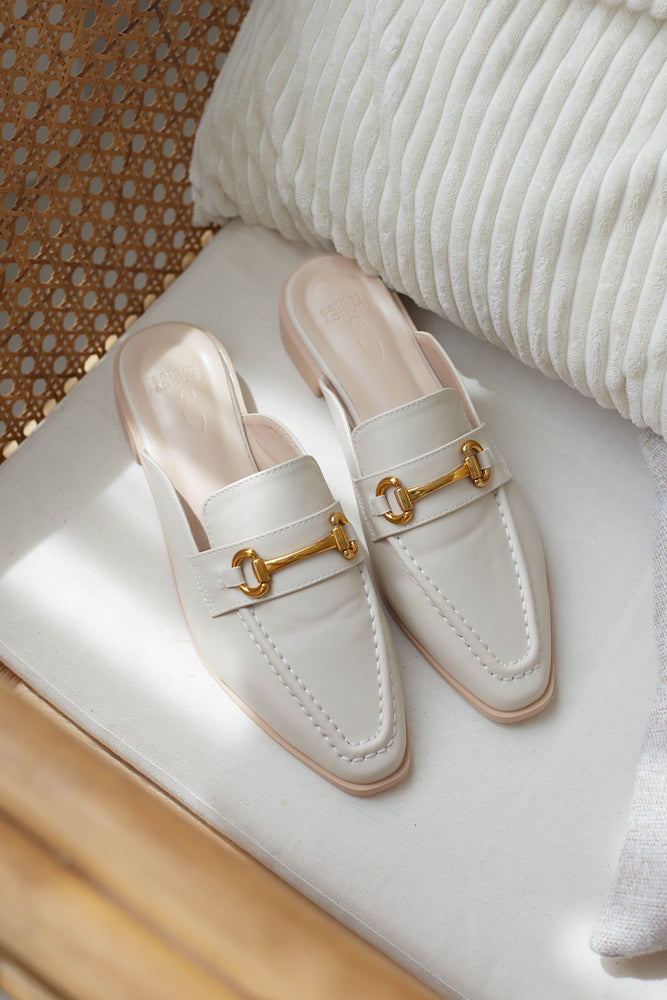 Jackie Loafer Mules in Cream