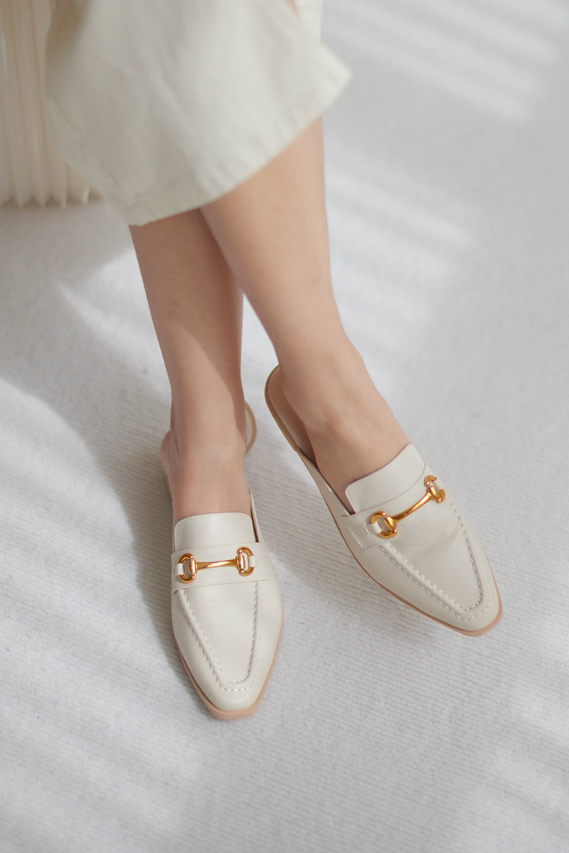 Jackie Loafer Mules in Cream