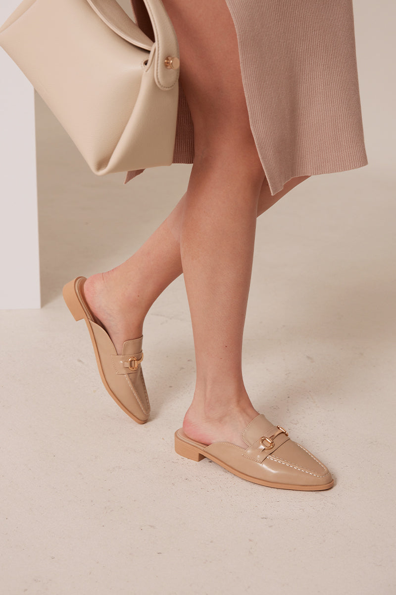 Jackie Loafer Mules in Taupe